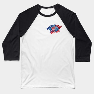 Fourth of July Holiday freedom American flag fish on pocket and back Frit-Tees Baseball T-Shirt